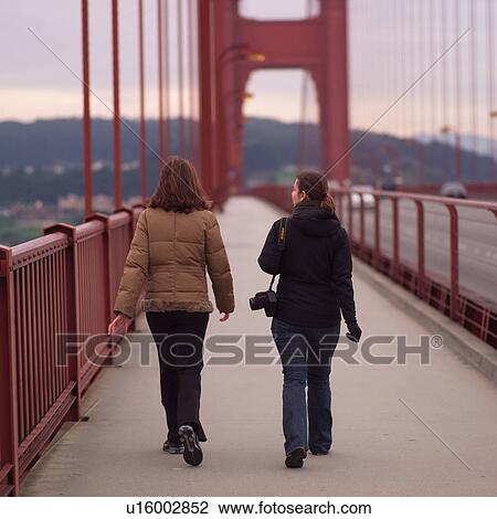 Women Walking on Golden Gate Bridge View Large Photo Image Stock Image - Women Walking on Golden Gate Bridge. Fotosearch
