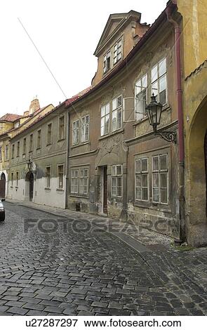 Stock Photo - Cobbled stone street in Prague. Fotosearch