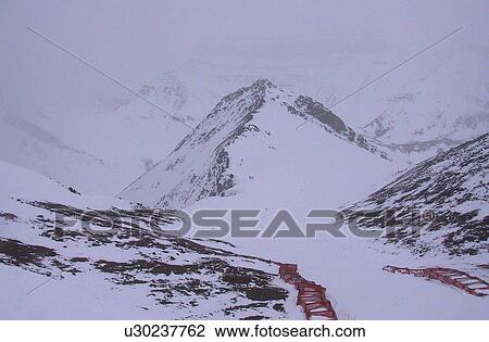 Stock Image - Pathway along Snow. Fotosearch