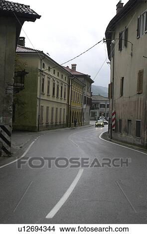 Winding road passing through a town in Slovenia View Large Photo Image Picture - Winding road passing through a town in Slovenia. Fotosearch
