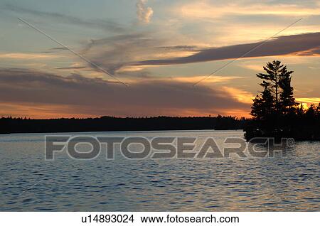 Picture - Lake of the Woods at twilight. Fotosearch