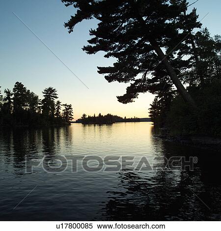 Lake of the Woods at Twilight View Large Photo Image Stock Photography - Lake of the Woods at Twilight. Fotosearch