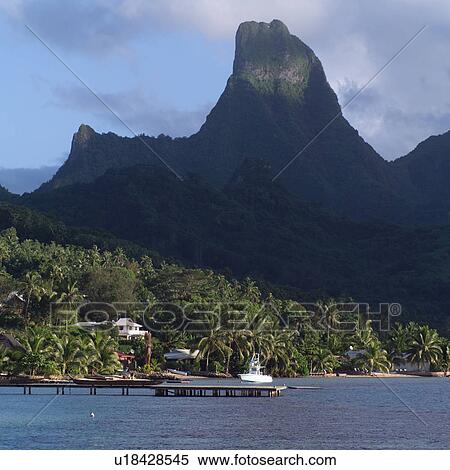 Stock Photography - Shoreline at Moorea in Tahiti. Fotosearch