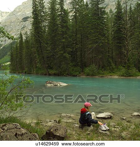 Stock Photo - Hiking Trail in Forest, Mt. Robson Provincial Park, Canada. Fotosearch