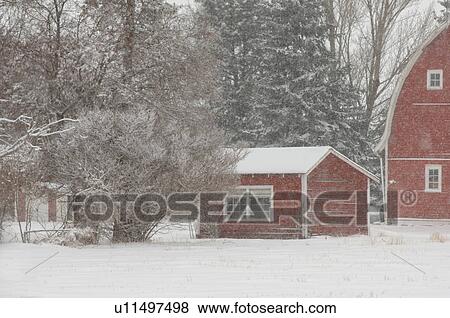 Stock Photo - Barn and Buildings on Farm in Alberta Canada. Fotosearch