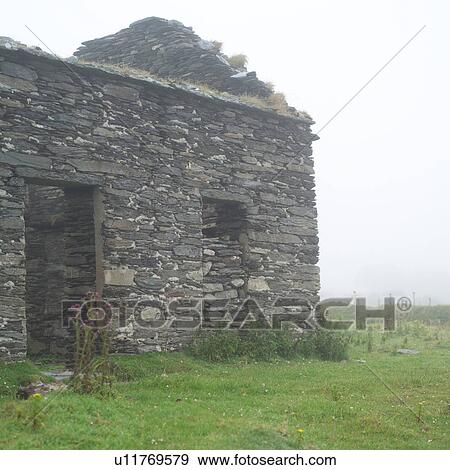 Stock Photo - Ireland - countryside house in ruins. Fotosearch