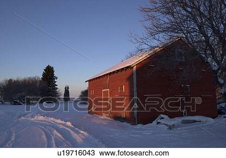 Stock Image - winter in Manitoba, prairie scene. Fotosearch