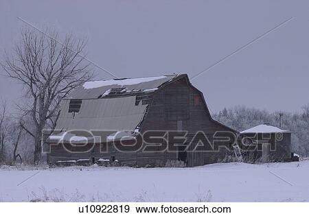 Stock Photo - winter in Manitoba, prairie scene. Fotosearch