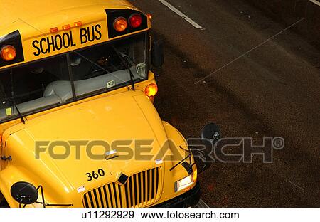 High angle view of a school bus View Large Photo Image Stock Photo - High angle view of a school bus. Fotosearch