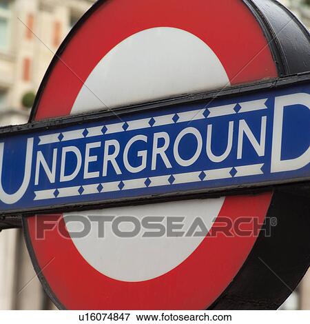 Stock Photo - Sign board for the London underground subway system. Fotosearch