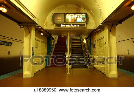 Stairs of a metro station in Chicago View Large Photo Image Stock Image - Stairs of a metro station in Chicago. Fotosearch