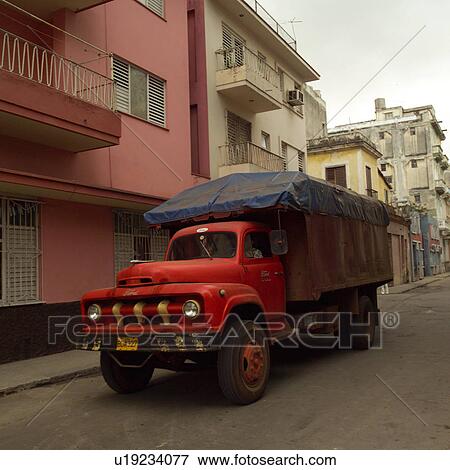 Truck on the street, Havana, Cuba View Large Photo Image Stock Photo - Truck on the street, Havana, Cuba. Fotosearch
