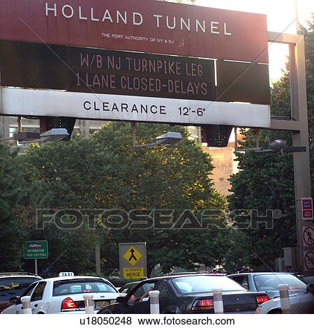 Holland Tunnel entrance sign in New York City View Large Photo Image Stock Photo - Holland Tunnel entrance sign in New York City. Fotosearch