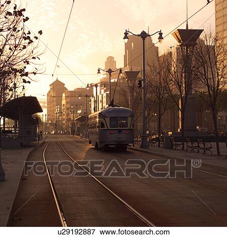 Stock Photo - Trolley bus on streets of San Francisco. Fotosearch