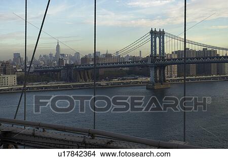 Manhattan Bridge, New York City View Large Photo Image Picture - Manhattan Bridge, New York City. Fotosearch