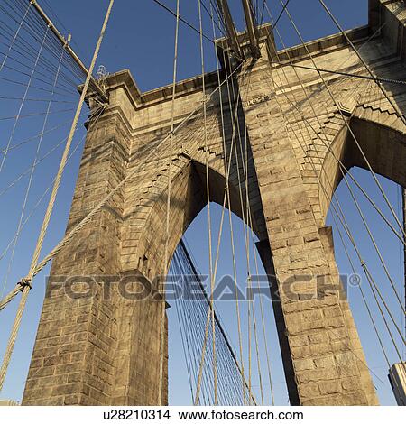 Picture - Top portion of Brooklyn Bridge, New York City. Fotosearch