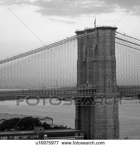 Stock Photo - View of Brooklyn Bridge from Manhattan Bridge, New York City. Fotosearch