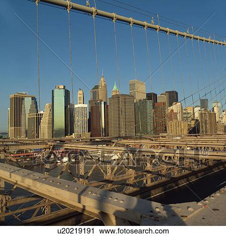 View of Manhattan from Brooklyn Bridge, New York City View Large Photo Image Stock Image - View of Manhattan from Brooklyn Bridge, New York City. Fotosearch