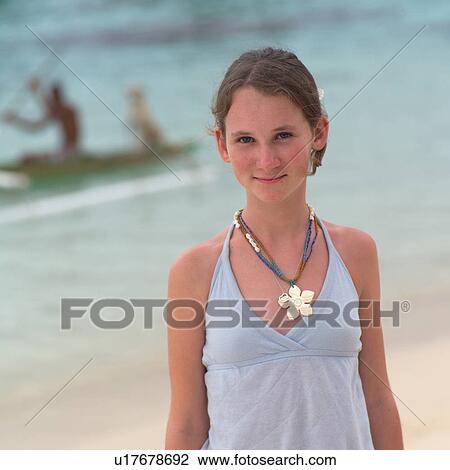 Girl Wearing Necklace on Beach View Large Photo Image Stock Image - Girl Wearing Necklace on Beach. Fotosearch