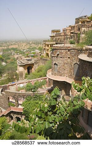 High angle view of a fort, Neemrana Fort Palace, Neemrana, Alwar, Rajasthan, India View Large Photo Image Stock Photo - High angle view of a fort, Neemrana Fort Palace, Neemrana, Alwar, Rajasthan, India. Fotosearch