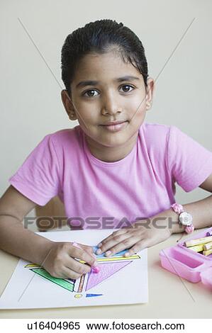 Portrait of a girl making a drawing and smirking View Large Photo Image Stock Photography - Portrait of a girl making a drawing and smirking. Fotosearch
