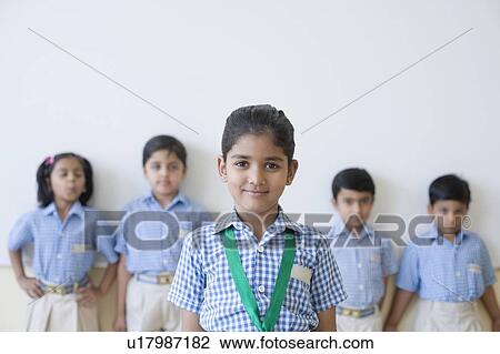 Stock Image - Portrait of a schoolgirl smiling. Fotosearch