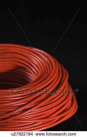 Close-up of a red power cable bundle View Large Photo Image Picture - Close-up of a red power cable bundle. Fotosearch