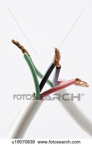 Stock Photo - Close-up of twisted power cables. Fotosearch