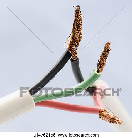 Stock Photograph - Close-up of twisted power cables. Fotosearch